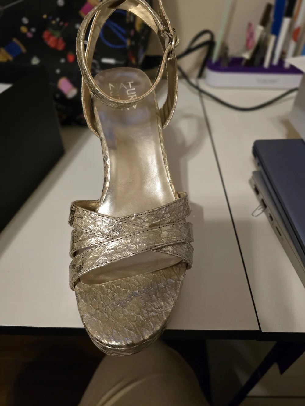 Gold Platform Slingback Heels - Women's Dress Sandals